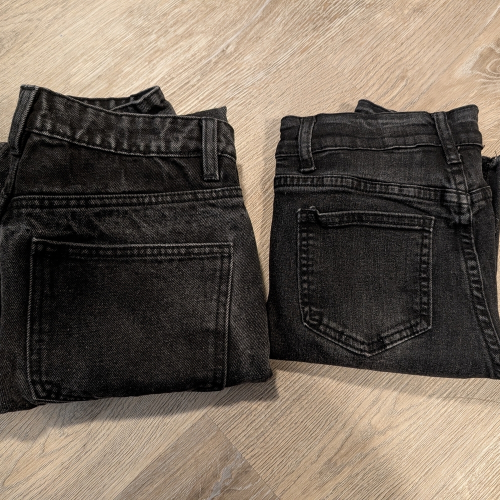2 Pairs Of Distressed Black Skinny Jeans- Size XS/0 Gothic Punk Aesthetic